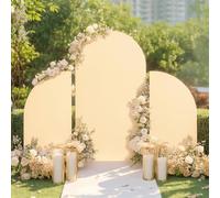 Curtainboro Set of 3 Wedding Arch Cover, 5ft 7.2ft 5ft Fabric Arch Backdrop Cover Double Sided Fitted Spandex, Round Top Backdrop Cover for Wedding Birthday Party Baby Shower Banquet Decoration