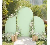 Curtainboro Set of 3 Wedding Arch Cover, 5ft 7.2ft 5ft Fabric Arch Backdrop Cover Double Sided Fitted Spandex, Round Top Backdrop Cover for Wedding Birthday Party Baby Shower Banquet Decoration