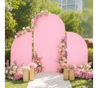 Curtainboro Set of 3 Wedding Arch Cover, 5ft 7.2ft 5ft Fabric Arch Backdrop Cover Double Sided Fitted Spandex, Round Top Backdrop Cover for Wedding Birthday Party Baby Shower Banquet Decoration