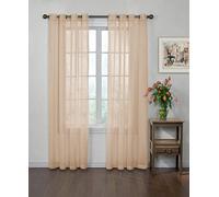 CurtainFresh Arm and Hammer Modern Odor Neutralizing Sheer Voile Light Filtering Grommet Window Curtains for Bedroom or Living Room (Single Panel), 59" x 95", Latte