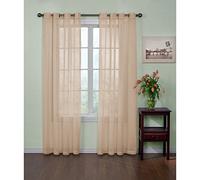 CurtainFresh Odor Neutralizing Sheer Voile Grommet Window Curtain for Bedroom or Living Room (1 Panel), 59 in x 108 in, Latte