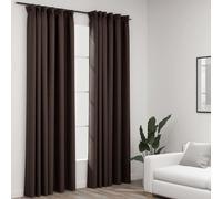 Curtains 100% Polyester Taupe 140x245cm Linen-Look Blackout Hooks 2pcs PairPack