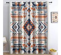 Curtains 3D Print Abstract Aztec Pattern Patterned Eyelet Thermal Insulated Blackout Window Drapes, Curtains Blue And Orange for Bedroom Living Room Baby Bedroom Playroom W 66" x L 90" (2 Panels)