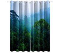 Curtains 43 x 85 Inch Drapes Thermal Insulated Blackout & Energy-saving Curtain, total size of 86" x 85" (W220 x L215 cm), Rainforest Nature Forest Clouds Foliage, for Living Room/Bedroom, Dark Green
