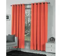 curtains and voiles Pair Of Plain BRIGHT ORANGE Eyelet Ring Top BLACKOUT DIMOUT 55" wide x 72" drop