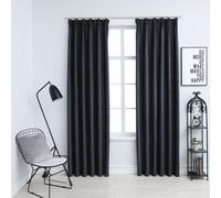 Curtains Anthracite 140x245 cm Suede Touch 100% Polyester Blackout Pair for Room