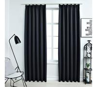 Curtains Anthracite Blackout 140x245cm 100% Polyester 2pcs Metal Hooks Thermal+