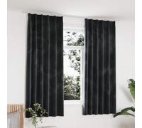 Curtains Anthracite Velvet Blackout 140x175cm 2pcs Metal Hooks Machine Washable