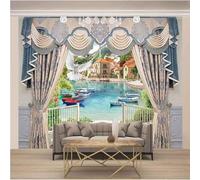 Curtains Balconies Rivers Architecture 3D Wallpaper Luxury Home Dining Decor Paste Sofa Living Room The Wall for Bedroom Mural-150cm×105cm