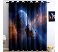 Curtains Bedroom Small Window Treatment Eyelet Thermal Insulated Drapes, Universe Starry Sky Space Rocks Celestial Bodies, Darkening Curtain for Kitchen Living Room Bathroom Two Panel 46 x 54 Inch