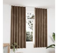 vidaXL 2x Blackout Curtains with Hooks Velvet Beige 140x175cm Drapery Blinds