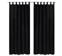 Curtains Black 140 x 175 cm Micro-Satin Polyester 2pcs with loops & tiebacks Set