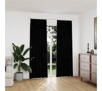 Curtains Black Velvet 140x225 cm 100% Polyester Blackout Thermal 2pcs with Hooks