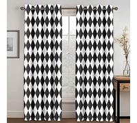 Curtains Black White Geometry Blackout Curtains Door Curtain Thermal Noise Reducing Curtains for Living Room Bedroom Eyelet Curtains 2 panels 2 x 43.31 x 84.65 inch