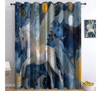 Curtains Blackout Thermal Insulated, Drapes Mould Proof Mildew Resistant, Mystery Celestial Bodies Animals Stars W 43" x L 85" (2 Panels), Eyelet Light Blocking, for Kids Boys Girls Bedroom Home Decor
