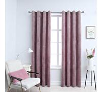 vidaXL 2x Blackout Curtains with Metal Rings Velvet Cream 140x175cm Blind