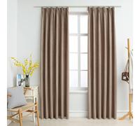 Curtains Blackout With Hooks 140 x 175 cm Taupe Polyester Set of 2