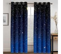 Curtains Blue Star Blackout Curtains Polyester Curtains for Bedroom Living Room Black Out Curtains Reduce Noise Eyelet Curtains Bedroom Curtains Heat Insulation Curtains & Drapes 2x140x160