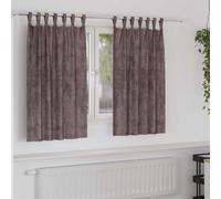 Curtains Brown 140x140 cm Velvet Crushed Eyelet Thermal Room-Darkening 2pcs Pair