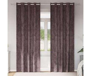 Curtains Brown Velvet 140x260cm Crushed Velvet Eyelet 2Pc Room Darkening Thermal