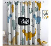 Curtains Cartoon Baby Dinosaur Pattern Blackout Curtains for Kids Boys Girls Bedroom Living Room Printed Curtains White Curtains with Eyelet Each W 46" x L 90" (2 Panels) Soundproof Curtains