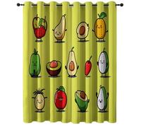 Curtains Cartoon Fruits Many Varieties Childlike Fun Holiday Curtain Waterproof Mildew and Yellow Multicolor Resistant Polyester Light Filtering Durable Drapes for W 46" x L 90" (2 Panels)