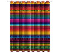 Curtains Color Mexico With Colorful Stripes Pattern Window Drapes for Boys Girls Eyelet Blackout Curtain Thermal Room Darkening Window Treatments 2 Panels Overall Size: 92 x 90 inch