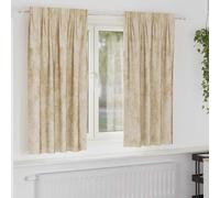 Curtains Cream Crushed Velvet 140x175 cm. Pair Room-Darkening Eyelet Thermal Set