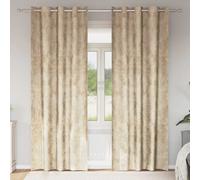 Curtains Cream Velvet 140x260 cm Crushed Velvet Eyelet 2pcs Thermal Panels Lined