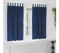Curtains Dark Blue Velvet Blackout 140 x 175 cm 2 pcs Thermal Room Heavy Drapes
