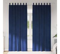 Curtains Dark Blue Velvet Blackout 140 x 225 cm Pair Luxury Heavy Drapes Thermal