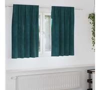 Curtains Dark Green Velvet Blackout 140x140 cm Pair Eyelet Lined Luxury Blackout