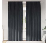 Curtains Dark Grey Velvet Blackout 140x260cm Pair Heavy Lined Thermal Lightproof