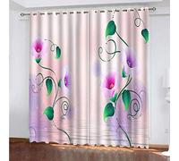 Curtains & Drapes Blackout Eyelet 104x94 Inch Curtain Thermal Insulated 3D Purple Flowers In Water Blackout Window Drapes For Kids Boy Bedroom 2 Panels Print Pattern Living Room
