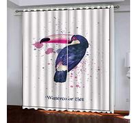 Curtains & Drapes Blackout Eyelet 104x94 Inch Curtain Thermal Insulated 3D Watercolor Animal Parrot Blackout Window Drapes For Kids Boy Bedroom 2 Panels Print Pattern Living Room