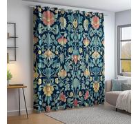 Curtains Drop William Morris Floral Eclecticism, Pencil Pleat Polyester Top Light Blocking Window Treatments Curtain for Bedroom Living Room Thermal Insulated W 66" x L 72" (2 Panels), Teal