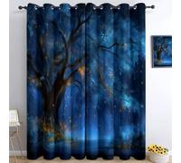 Curtains Eyelet Magic Forest Fairy Tale Numbers Art Blackout Darkening Curtain, Soft Washable Light Blocking Thermal Insulation Window Drapes, 30 x 65 Inch Drop 2 Panels for Living Room Bedroom
