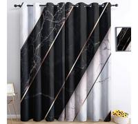 Curtains Eyelet Soft Black Thermal Insulated Curtain Black And White Marble Rose Gold Curtain Room Decor Top Curtains for Kids Bedroom Living RoomW 46" x L 54" (2 Panels)
