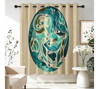 Curtains Eyelet Soft Thermal Insulated Blackout Curtains, Abstract Earth Vortex Print Pattern Ring Top Drapes for Kids Boys Girls Adults Bedroom Living Room W 46" x L 54" (2 Panels), Light Brown