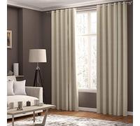 Curtains Faux Linen, Thermal Insulated, 3 Pass 100 % Blackout Eyelet Curtains, (2 Panels) Window Curtains/Panels/Drapes, 168 cm per Panel Width available in 3 drops (Cream, 66 x 72 inch 168 x 183 cm)