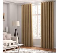Curtains Faux Linen, Thermal Insulated, 3 Pass 100 % Blackout Eyelet Curtains, (2 Panels) Window Curtains/Panels/Drapes, 168 cm per Panel Width available in 3 drops (Bronze, 66 x 72 inch 168 x 183 cm)
