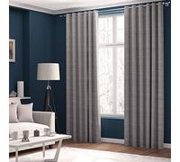 Curtains Faux Linen, Thermal Insulated, 3 Pass 100 % Blackout Eyelet Curtains, (2 Panels) Window Curtains/Panels/Drapes, 168 cm per Panel Width available in 3 drops (Silver, 66 x 54 inch 168 x 137 cm)