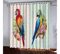 Curtains For Bedroom 3D Painted Animal Parrot Printed Curtain For Kids Boys, Blackout Eyelet 110x62Inch Pattern Thermal Insulated Room Darkening, Window Draperies For Living Room