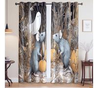 Curtains for Bedroom Blackout Eyelet Curtain Blackout Curtains, Grey Yellow Animals flowers grassland 140 x 260cm For Living Room Bedroom and Study