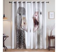 Curtains for Bedroom Blackout Eyelet Curtain Insulated Window Curtain, White grey Animals cute realistic style 140 x 245cm For Living Room, Bedroom, and Study