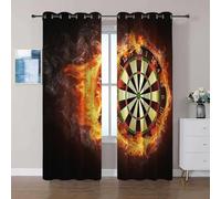 Curtains for Bedroom Game Dart Board Blackout Curtains 3D Print Thermal Insulated Soundproof Eyelet Curtains for Kids Teens Boys Girls, Set of W 30" x L 66" (2 Panels)