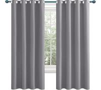 Curtains for Living Room 90 x 70 cm Energy Saving Thermal Insulated Blackout Curtains Home Decorative Door Curtain with Eyelet for Bedroom, Light Grey