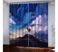 Curtains For Living Room Abstract Blue Sky And White Clouds 3D Blackout Treatments For Bedroom Drape 2 Panel Sets 110x102Inch Metallic Print Room Darkening Window Dining Home Office Grommet Top
