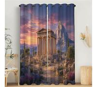 Curtains For Living Room, Boys Girls Bedroom Multicolor Temples Ruins Curtain, Eyelet Blackout History Architecture 3D Print Soft Thermal Insulated Curtains - 2 Panels W 66" x L 72"