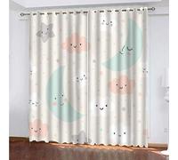 Curtains For Living Room Cartoon Star Moon 3D Blackout Treatments For Bedroom Drape 2 Panel Sets 110x102Inch Metallic Print Room Darkening Window Dining Home Office Grommet Top